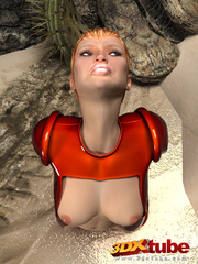 Raunchy hot space soldier in red shows off her curves - Picture 9