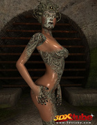 Lady with a painted body and lewd, bumpy fingers finds her pussy for hot