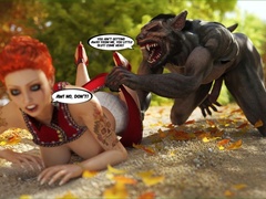 Busty slut in red gets fucked by a monster on the - Picture 2