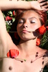 smiling redhead chick showing
