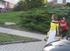 Girl got no bra under blouse and naughty kid pulls down her top on street