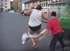Teen guy yanks down plump brunette's shorts on parking lot