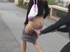 Guy desired to young brunette's butt and wrecked down her skirt