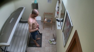 Bald young twink is taking off clothes and tanning in solarium - XXXonXXX - Pic 7