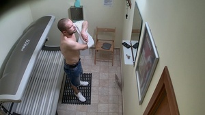 Bald young twink is taking off clothes and tanning in solarium - XXXonXXX - Pic 9