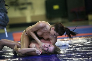 Blonde and a brunette wrestle in oil the - XXX Dessert - Picture 15