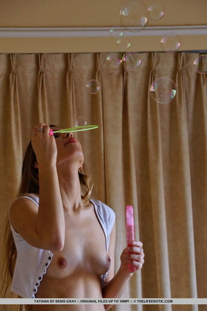 Horny blonde uses a bubble wand to pleas - XXX Dessert - Picture 2