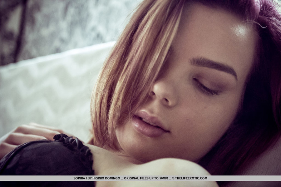 Amazing redhead in black spreads and finger - XXX Dessert - Picture 6