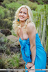 stunning blonde girl hikes