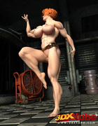Busty chick with orange hair and a face tattoo publicizes her awesomely