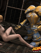 Mechanical man enjoys sexual experimentation with a short-haired horn