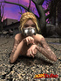 Sexy blonde babe seductively poses naked in post-apocalyptic world.