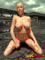 Babe with big boobs in orange fishnet - Picture 9