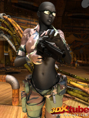 Sexy black soldier strips and shows her huge boobs - Picture 1