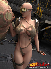 Busty post-apocalyptic babe gets kneels as she is - Picture 1