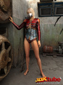 Blonde with metal mask gets naked on the - Picture 1