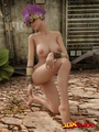 Purple-haired steampunk babe poses naked - Picture 3