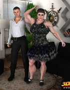 Bodybuilding ballerina sheds her black dress to engage in athletic sex