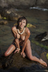stunning brunete bathes naked