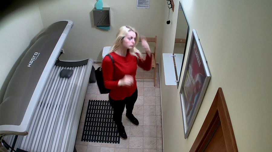 Shiny busty blonde undressed black bra and red panties - XXXonXXX - Pic 8