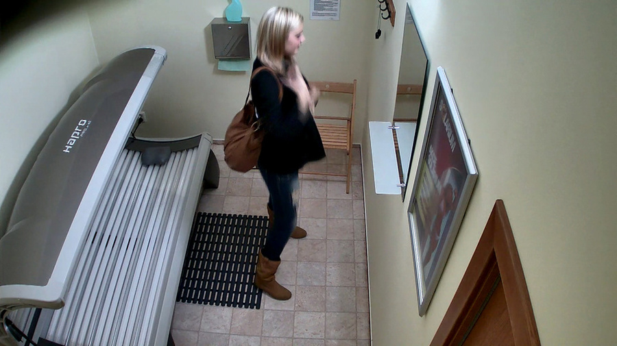 Tall blonde poses on hidden cam in sexy red lingerie - XXXonXXX - Pic 8