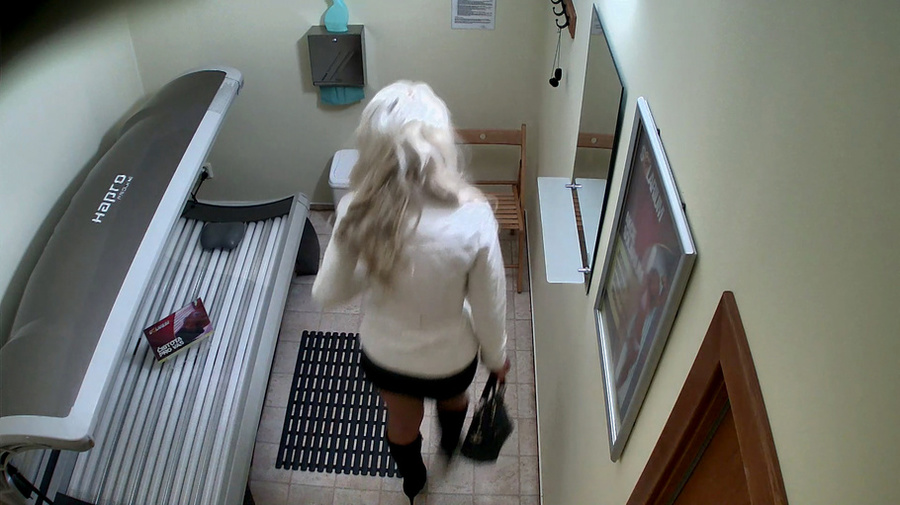 Busty tall blonde on high heels undressed black lingerie - XXXonXXX - Pic 1