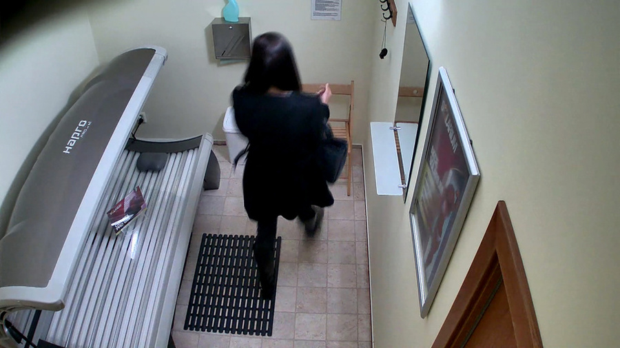 Leggy brunette undressed black coat on the hidden camera - XXXonXXX - Pic 1
