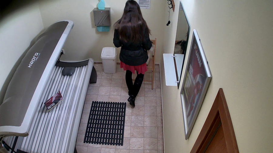 Young brunette with slim body shape is enjoying solarium - XXXonXXX - Pic 1