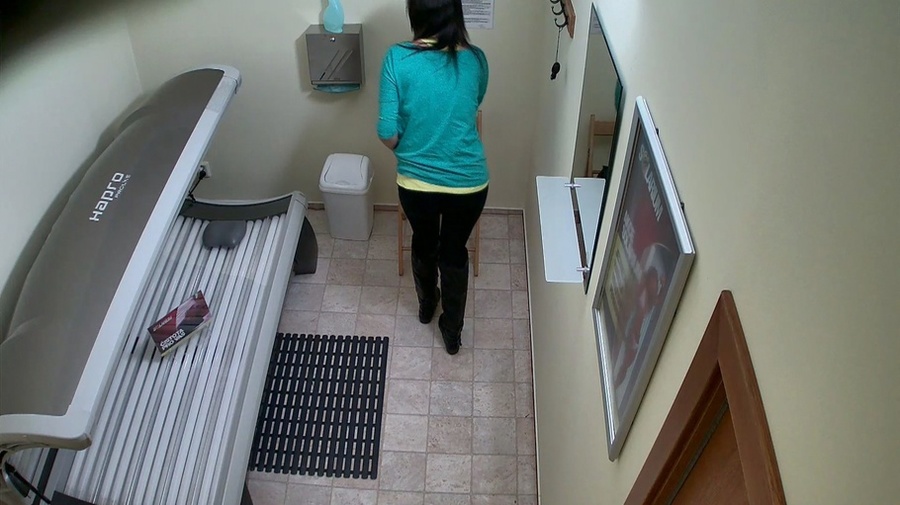 Brunette in green pullover and hot black lingerie - XXXonXXX - Pic 1