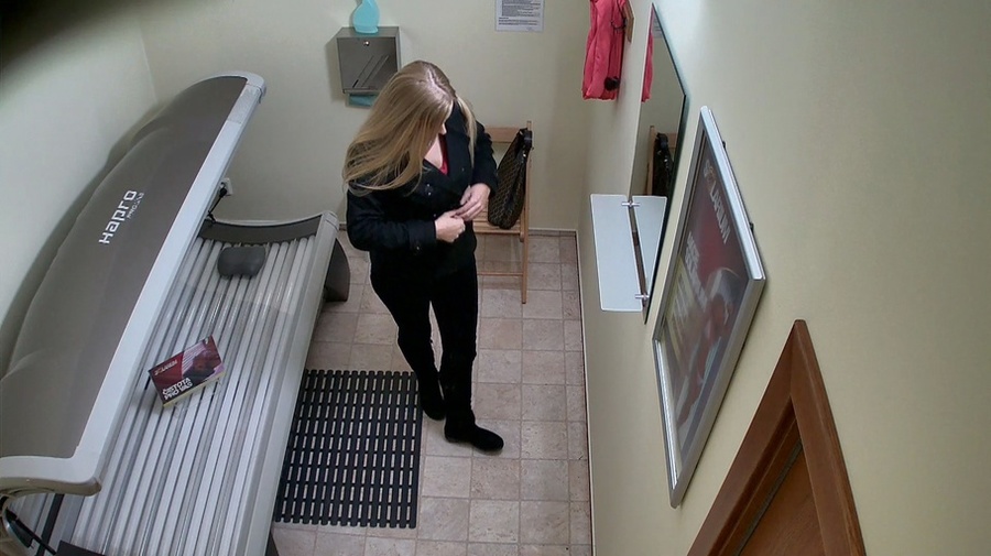 Shiny blonde with round booty and sexy red blouse - XXXonXXX - Pic 1