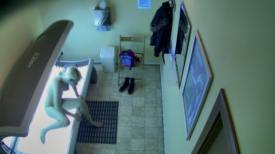 Leggy blonde in striped blue pullover and black panties - XXXonXXX - Pic 6