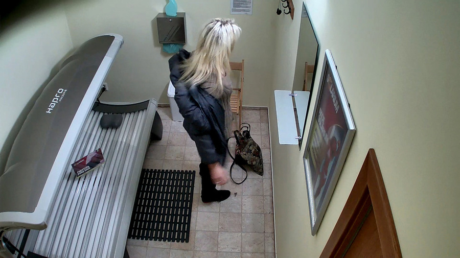 Shiny tanned blonde in sexy white lingerie and black boots - XXXonXXX - Pic 1