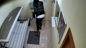 Amateur tanned brunette undressed black pants and panties - Picture 8