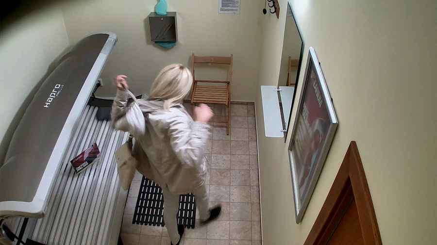 Shiny blonde in grey outfit and black inner clothes - XXXonXXX - Pic 1