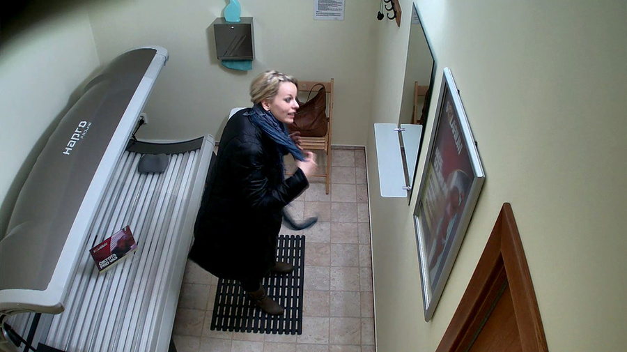 Little-bit chubby blonde in dark lingerie is about to tan - XXXonXXX - Pic 1