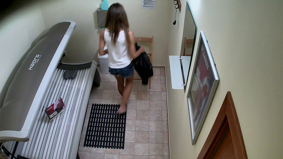 Leggy cutie undressed white t-shirt and blue denim shorts - XXXonXXX - Pic 1