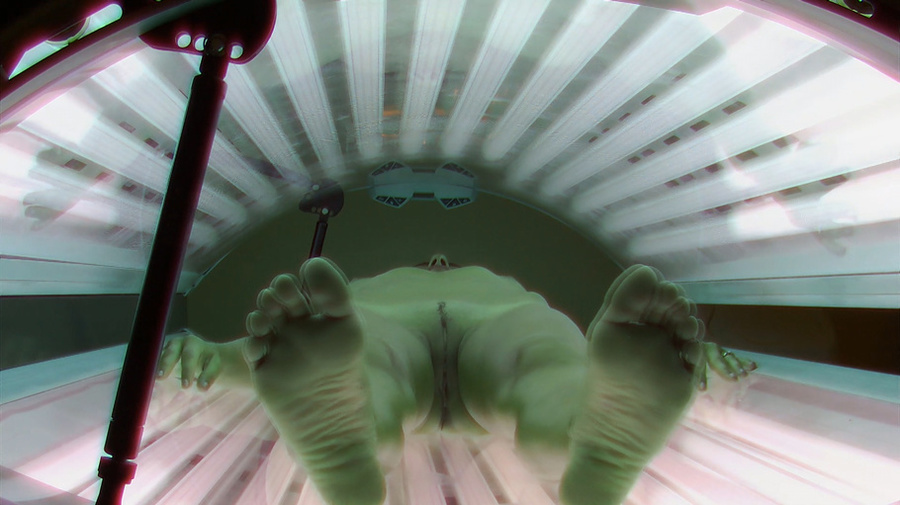 Slender tanned woman in jeans miniskirt and colorful top - XXXonXXX - Pic 4