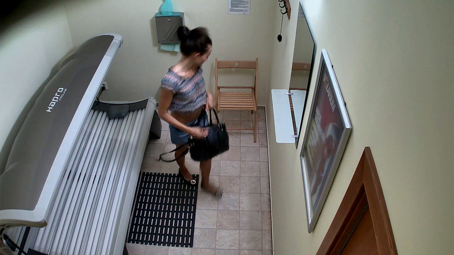 Slender tanned woman in jeans miniskirt and colorful top - XXXonXXX - Pic 8