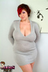 Tattooed exciting short hair damsel in grey dress shows ass and big tits