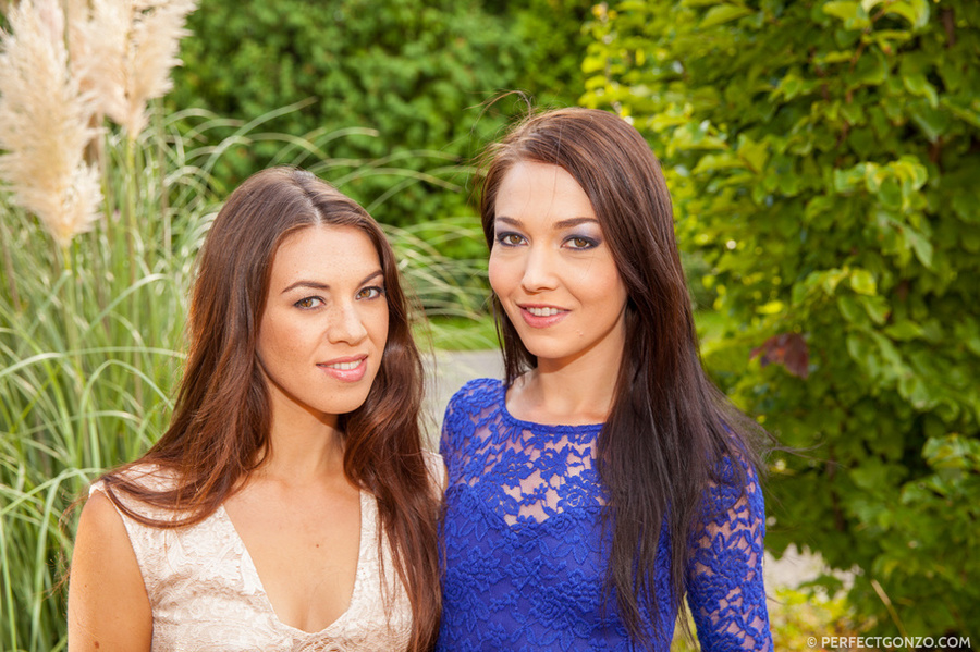 Two brunettes enjoy the outside and then fi - XXX Dessert - Picture 1
