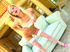 Blonde babe oils herself up and fucks pussy with big dildo.