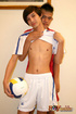 Hot twinks in white and in red soccer uniforms slowly gets naked and expose