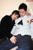 Handsome Japanese in black jacket and jeans takes an Asian stranger home