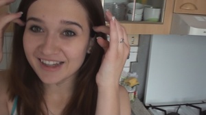 Amateur European teen smiles and sucks a - Picture 6