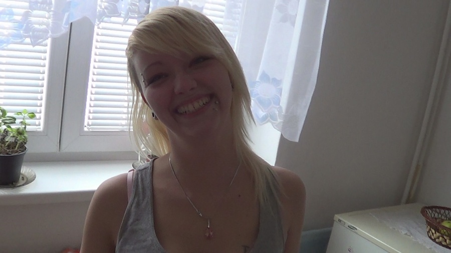 Blonde with piercings is swallowing a hard  - XXX Dessert - Picture 1