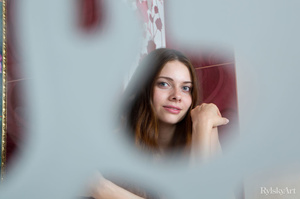 Brown haired girl posing nude by flowere - XXX Dessert - Picture 16