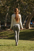 sporty girl’s gray leggings