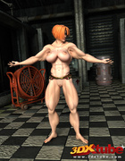 Ripped ladies get naked naked and lies on the floor to pose.