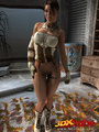Hot babe in armor slowly strips and - Picture 3