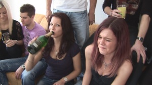 Tattooed brunette punk-girl and her guests enjoy booze and dirty group sex - Picture 3